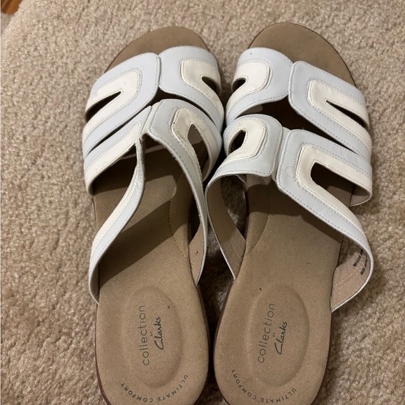 Clarks White Sandals Elegant Comfortable Design Size 11 - Picture 5 of 5